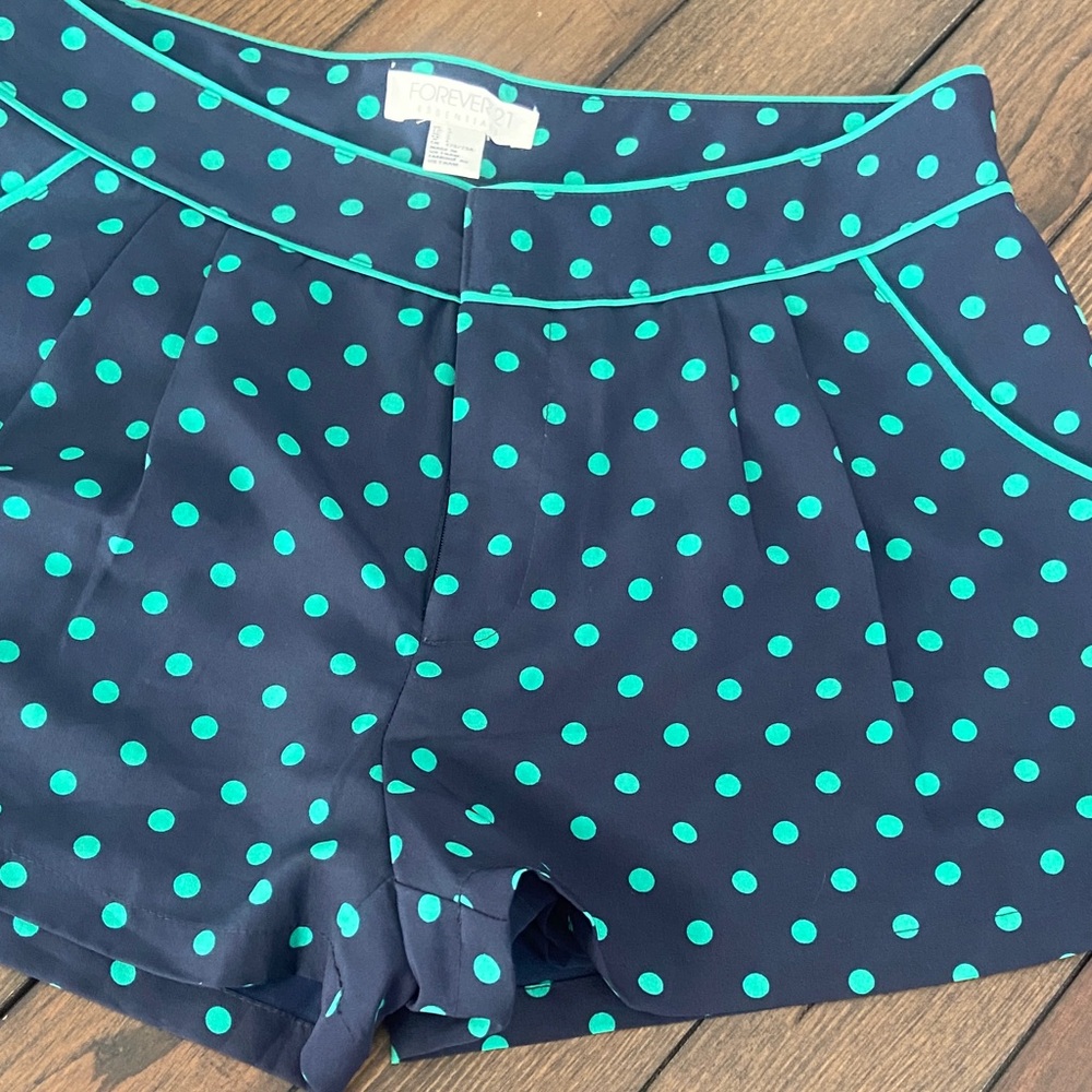 Forever 21 Teal Polka Dot Shorts size-L - Picture 6 of 9